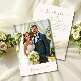 Cartão De Agradecimento Sage Green and Ivory Wedding Thank You Card