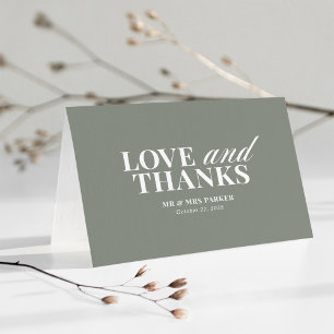 Cartão De Agradecimento Sage Green Casamento Clássico e Luxo