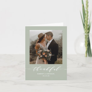 Cartão De Agradecimento Sage Green - Casamento de Sábado Agradecido