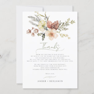 Cartão De Agradecimento Sage Green Christmas Floral Winter Pine Weding
