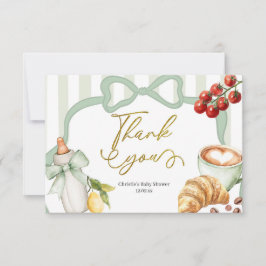 Cartão De Agradecimento Sage Green Coquette Stripes Italy Ciao Baby