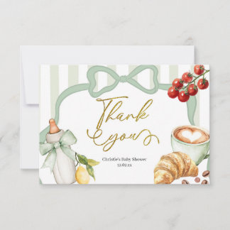 Cartão De Agradecimento Sage Green Coquette Stripes Italy Ciao Baby