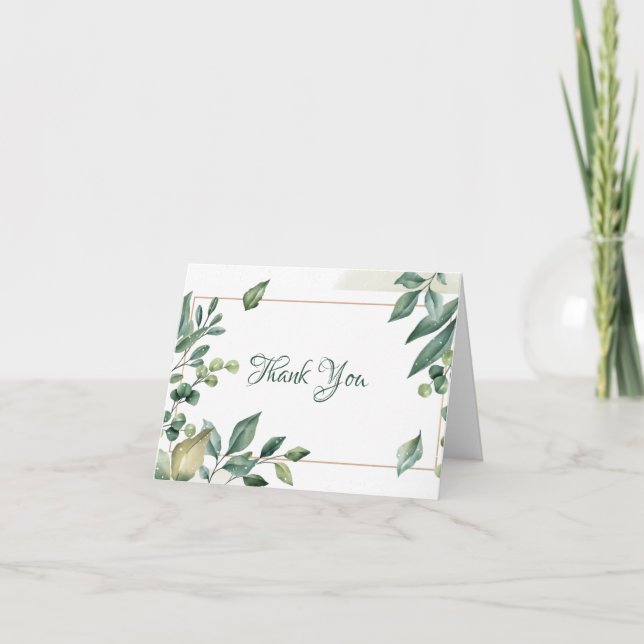 Cartão De Agradecimento Sage Green Dourado Frente Obrigado (Frente)