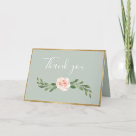 Cartão De Agradecimento Sage Green Floral Watercolor Casamento Romântico