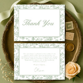 Cartão De Agradecimento Sage Green French Vintage Floral Bridal Shower