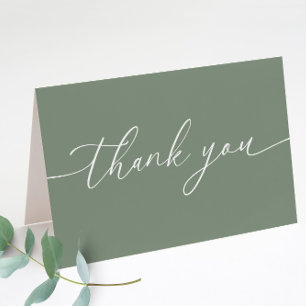 Cartão De Agradecimento Sage Green Modern Elegant Wedding Doble