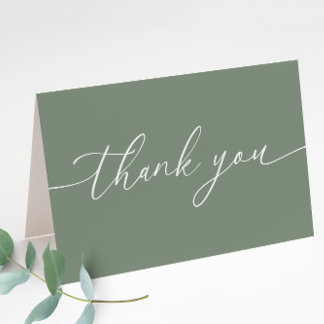 Cartão De Agradecimento Sage Green Modern Elegant Wedding Doble