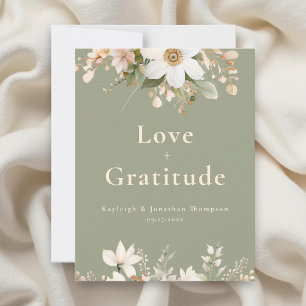 Cartão De Agradecimento Sage Green Modern Watercolor Casamento Floral