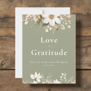 Cartão De Agradecimento Sage Green Modern Watercolor Casamento Floral