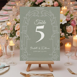 Cartão De Agradecimento Sage Green Ornate Arch Wedding Table Number
