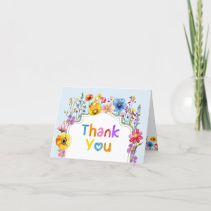 Cartão De Agradecimento Sage Green Rainbow Wildflower Baby in Bloom