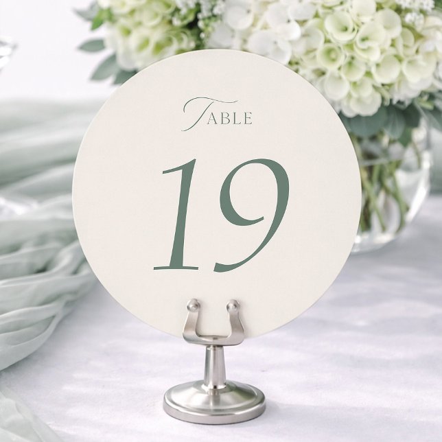 Cartão De Agradecimento Sage Green Round Wedding Table Numbers 1–19 (Criador carregado)
