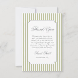 Cartão De Agradecimento Sage Green Stripes Grand millennial