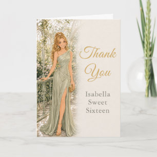 Cartão de Agradecimento Sage Green Sweet Sixteen
