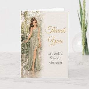 Cartão de Agradecimento Sage Green Sweet Sixteen