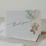Cartão De Agradecimento Sage Green Teddy Bear Podemos Esperar<br><div class="desc">Avise aos seus convidados a sua gratidão com a PixeliaDesigns adorável Cartões de agradecimentos de Urso Nêutico de Gênero. Projetado com uma aquarela encantadora Teddy Bear adornada com uma doce fita verde sábio, ele captura perfeitamente a alegria do seu chá de fraldas. Cada placa mede 5, 6 x 4 polegadas...</div>