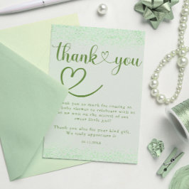 Cartão De Agradecimento Sage Green Thank You Heart Confetti Script