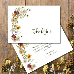 Cartão De Agradecimento Sage Green Wildflower Rustic Boho