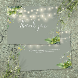 Cartão De Agradecimento Sage Greenery Floral String Lights