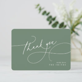 Cartão De Agradecimento Sage Minimal Elegant Script Christmas Thank You 