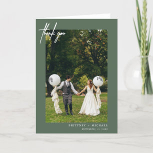 Cartão De Agradecimento Sage Moderno com Letra Mão