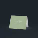 Cartão De Agradecimento Sage Typografia Weding Obrigado<br><div class="desc">Cartões de agradecimentos para um casamento que é feito em tipografia verde-sábio e branca com informações suficientes para ganhar o dia. Este item faz parte de uma coleção de casamento que inclui um convite para casamento, um cartão RSVP, um cartão de site de casamento e muito mais. Personalize esses itens,...</div>