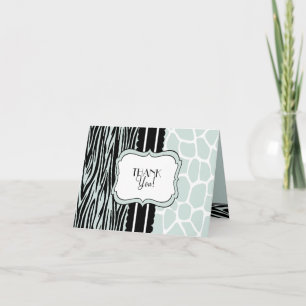 Cartão De Agradecimento Sage Zebra and Giraffe-Thank You
