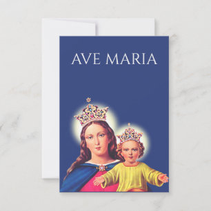 Cartão De Agradecimento Sagrada Imagem da Virgem Maria e Menino Jesus   Av
