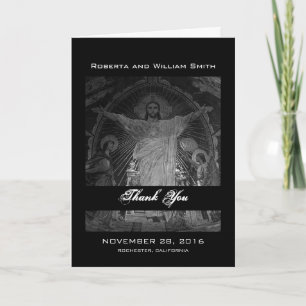 Cartão De Agradecimento Sagrado Coração de Jesus mosaico principal Vintage