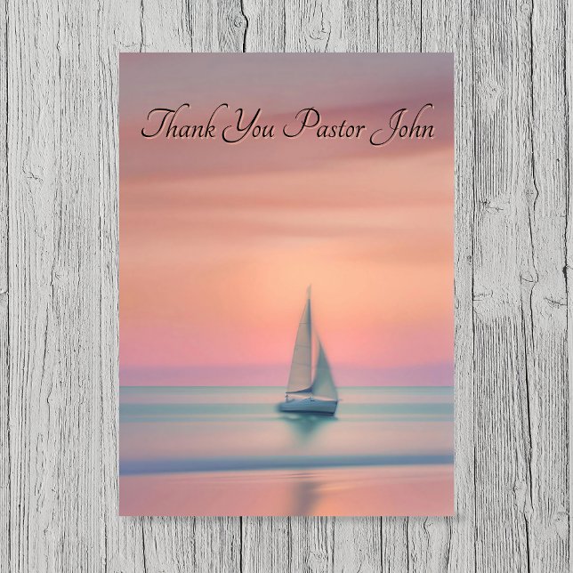 Cartão De Agradecimento Sailboat Sunset Pastor Appreciation  (Sailboat Sunset Pastor Appreciation Thank You Card)