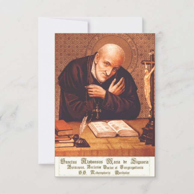 Cartão De Agradecimento Saint Alphonsus Liguori Doctor of Zeal Holy Card (Frente)