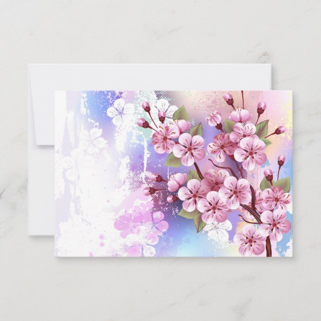 Cartão De Agradecimento Sakura rosa no fundo da pintura (Frente)