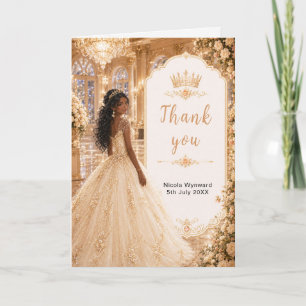 Cartão De Agradecimento Sala de Baile em Dourado Champanhe Sweet Sixteen