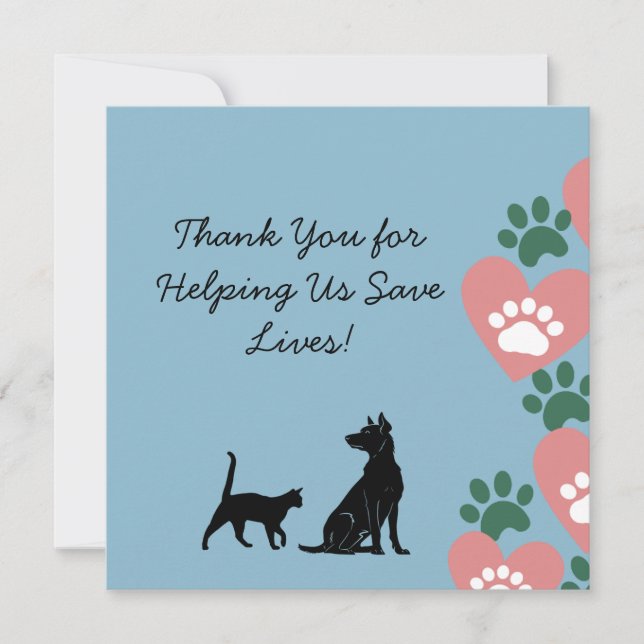 Cartão De Agradecimento Salvamento de cães e gatos (Frente)