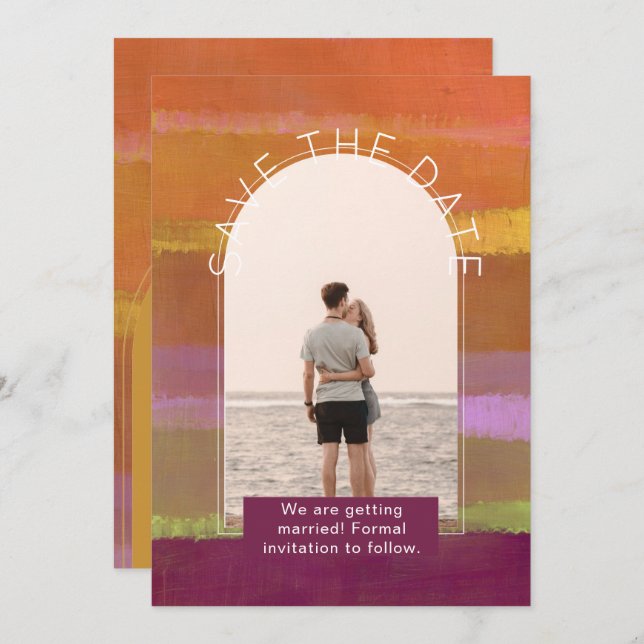 Cartão De Agradecimento Salvar a data do casamento com foto moderna (Frente/Verso)