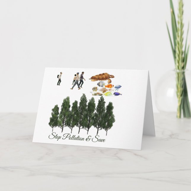 Cartão De Agradecimento Salve a mensagem de ambiente Card (Frente)