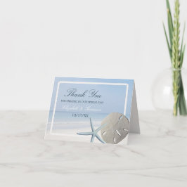 Cartão De Agradecimento Sand Dollar and Starfish Beach Wedding Thank You
