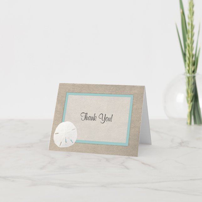 Cartão De Agradecimento Sand Dollar Beach Wedding Thank You Card (Frente)