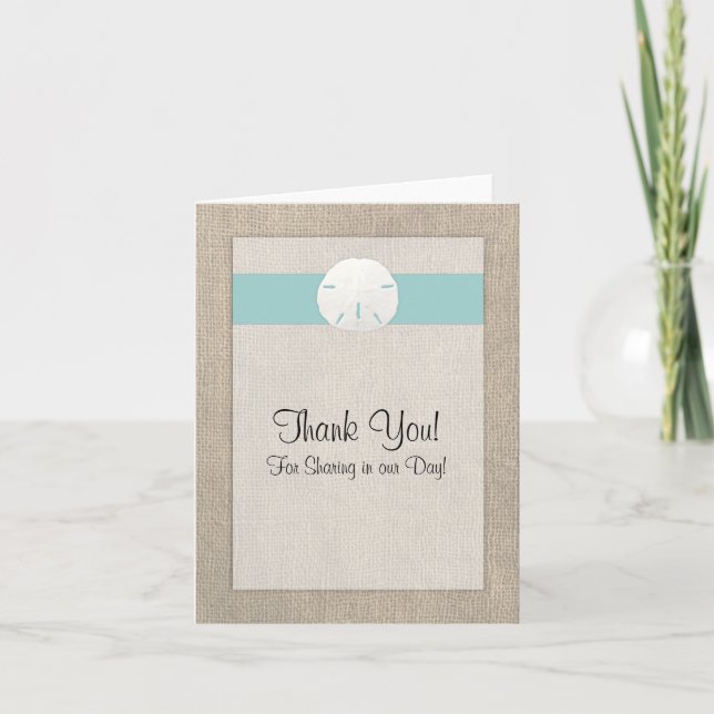 Cartão De Agradecimento Sand Dollar Beach Wedding Thank You Card (Frente)