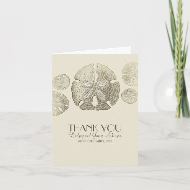Cartão De Agradecimento Sand Dollar wedding thank you cards (Frente)