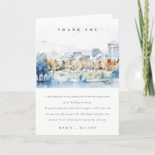 Cartão De Agradecimento Sanja Mínima, Casamento de Aquarela da Califórnia