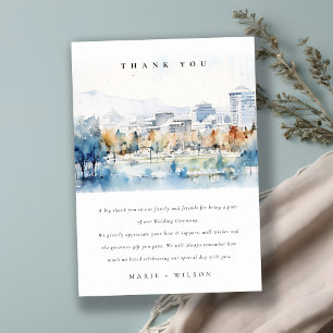 Cartão De Agradecimento Sanja Mínima, Casamento de Aquarela da Califórnia