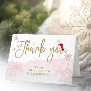 Cartão De Agradecimento Santa Baby Menina de Natal Chuveiro de Bebê Obriga