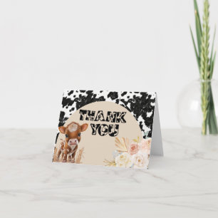 Cartão De Agradecimento Santa vaca   Chá de fraldas Boho   Grass Pampas