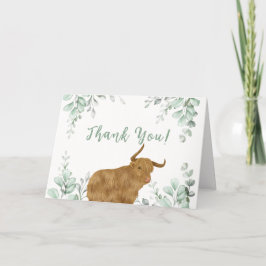 Cartão De Agradecimento Santa Vaca Rustic Boho Greenery Chá de fraldas