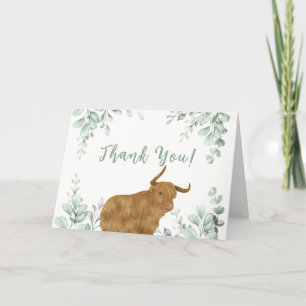 Cartão De Agradecimento Santa Vaca Rustic Boho Greenery Chá de fraldas