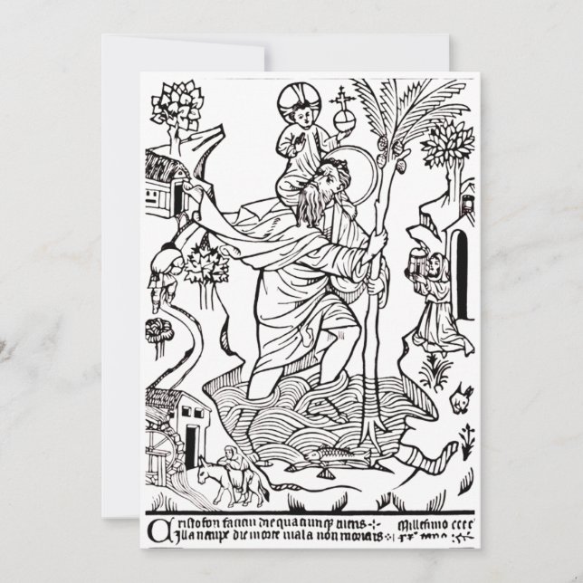 Cartão De Agradecimento Santo Cristóvão católico romano (Frente)