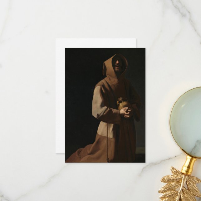 Cartão De Agradecimento Santo Francis em Meditação por Francisco Zurbaran (Frente/Verso In Situ)