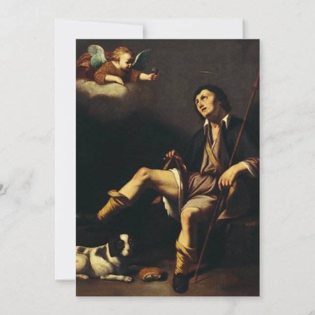 Cartão De Agradecimento Santo Roch e o Anjo pela Cara François (Frente)