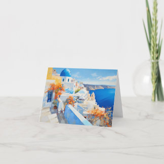 Cartão De Agradecimento Santorini Greece Mediterranean Art Thank You Card